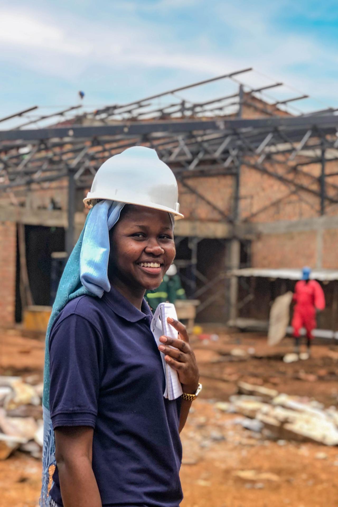 Hedina at a construction site