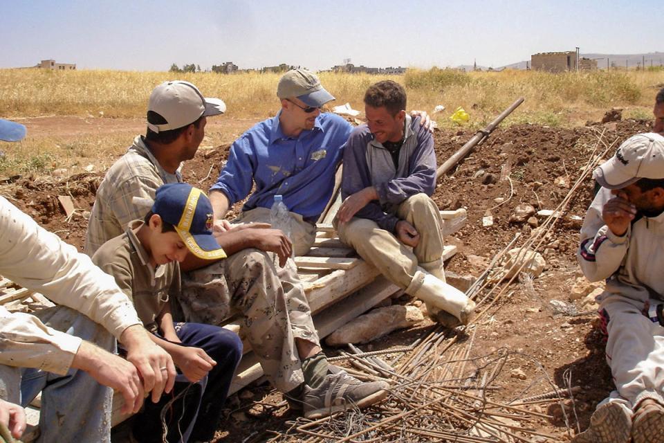 Randy with local laborers in Jordan