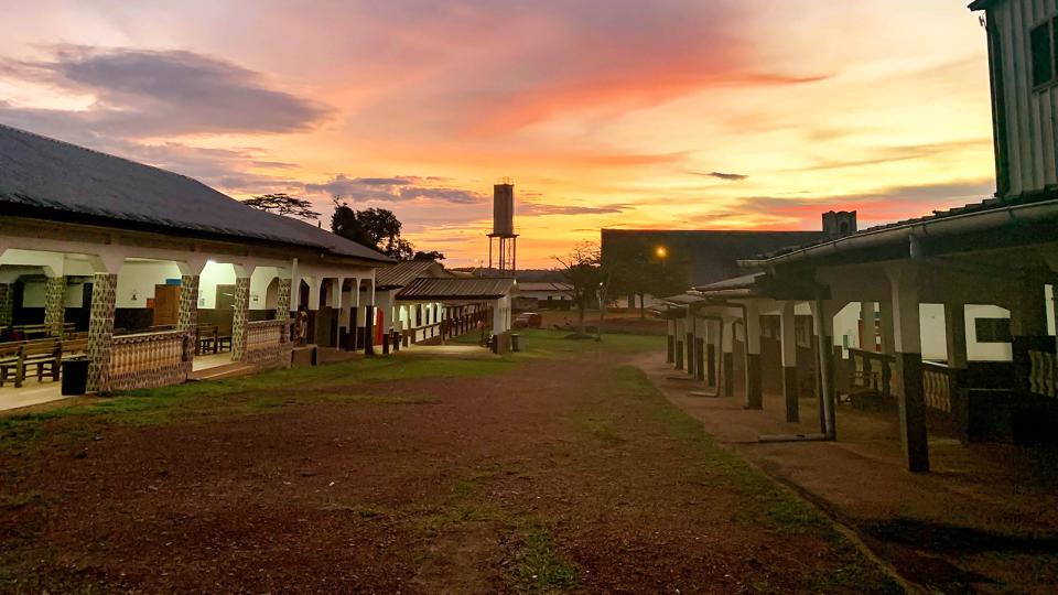 Bongolo Hospital during a sunset