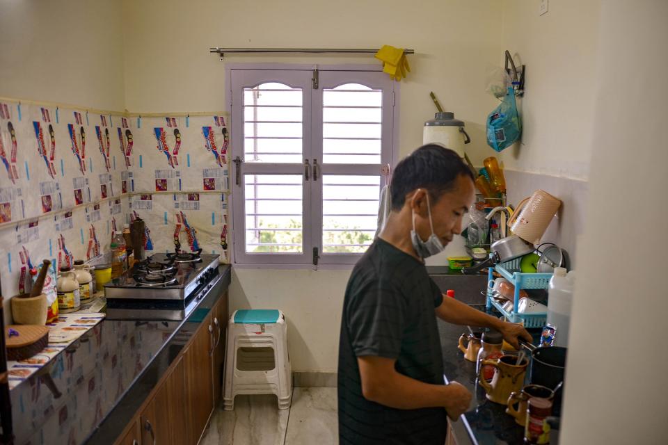 In the kitchen