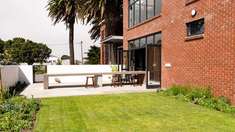 A table outside the church for fellowship