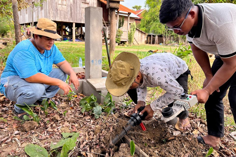 Supervising work in Cambodia