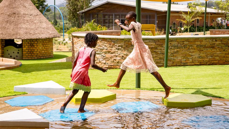 Girl jumping in play