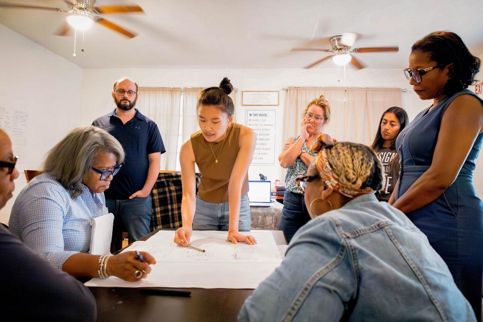 Showing work to a client