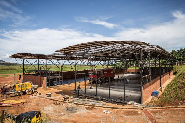 Building the new workshop building in Uganda