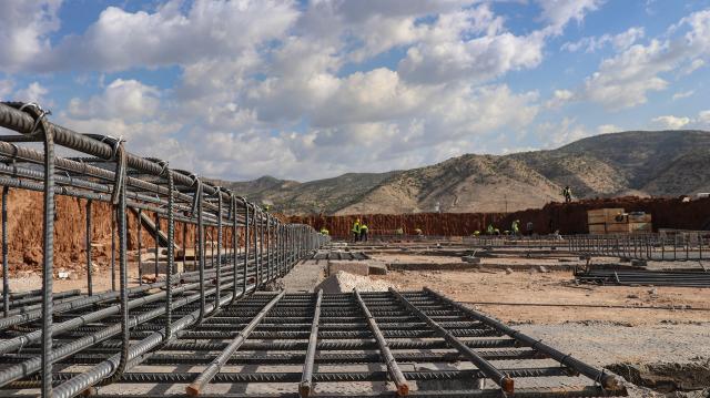 View of rebar on a building site